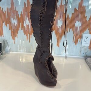 Pair of Thigh High Brown Gipsy Dharma Brown Boots Size 40